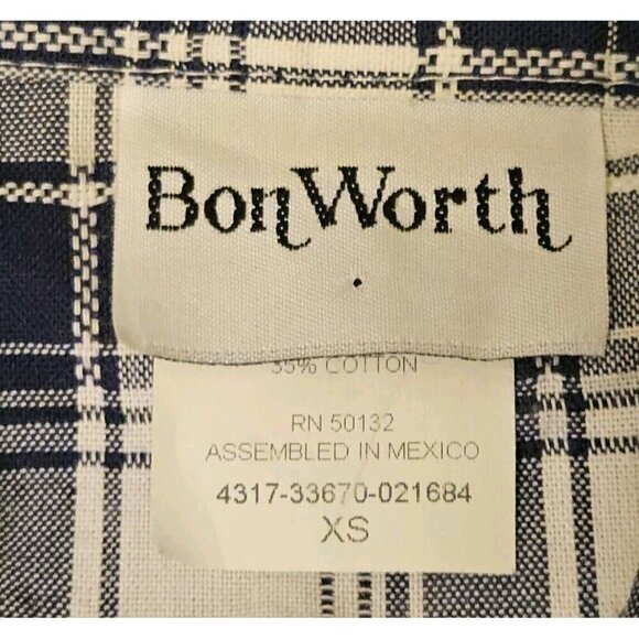 Bon Worth Size Xs Womens Blue Plaid Shirt Embroidrred Bees Flowers Ladybugs - Picture 7 of 7